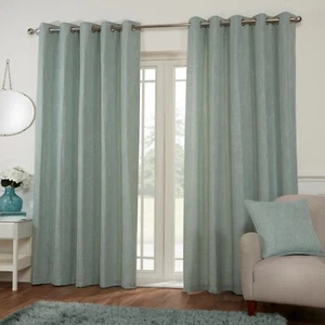 MIAMI Eyelet Ring Top DUCK EGG Blue Woven Curtains, Door Curtains,Cushion Covers - Picture 1 of 3