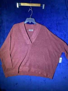 Anthropologie Sweater Womens Oversized V Neck Dolam Sleeve In Wine Size Large - Picture 1 of 6