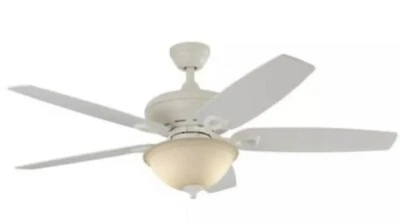 Harbor Breeze, 52" White Indoor LED Ceiling Fan with Light Kit w Frosted Shade - Image 1 of 4