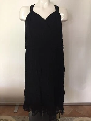 Lane Bryant Womens Sz 18 Black Tiered Layered Lace Dress Sweetheart Neckline - Image 1 of 4