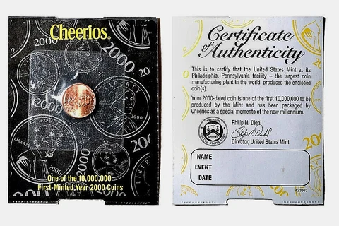 2000 CHEERIOS Lincoln Cent * Promotion * BU * COA Cover