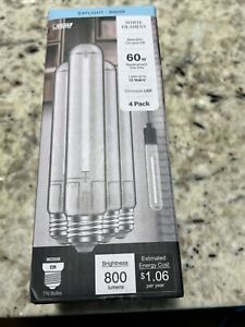 Feit Electric White Filament 60w Dimmable LED, E26 T10 800Lumens  (4 Pack)