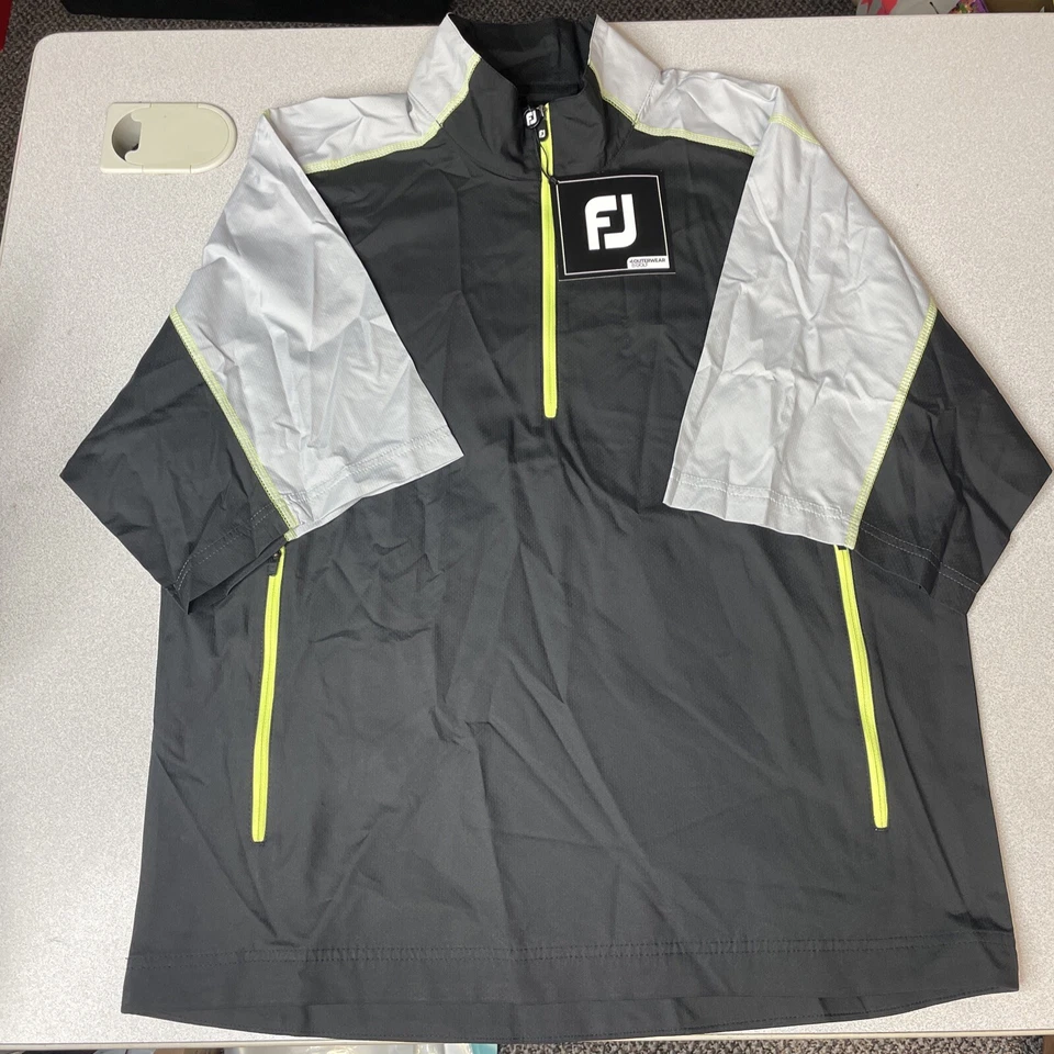 Footjoy FJ Wind Shirt Mens Small Black Gray 1/4 Zip Pullover Golf Jacket NEW - Image 1 of 4