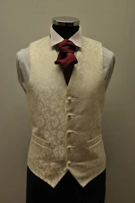 Men's & Boy's Waistcoats In An Ivory Scroll Design, Ideal For Weddings, Parties - Image 1 of 2