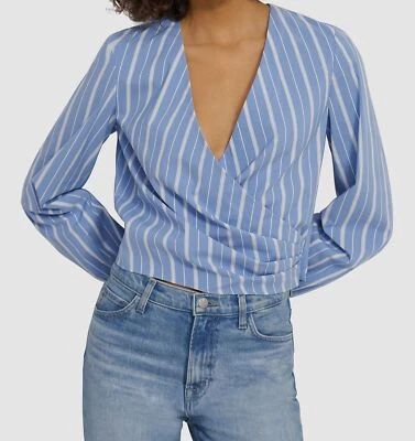 $295 Theory женщин синий Quincy в полоску искусственного надежном Топ размер L - Изображение 1 из 2