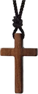 Natural Walnut Wood Cross Pendant Necklace for Men Women Wooden Car Rea... - Picture 1 of 4