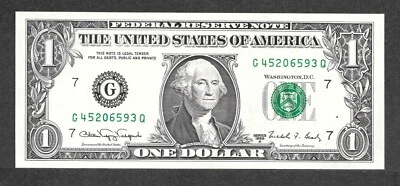 1988A $1 Web Note FRN, fr. 1917, G45206593Q Run 8-GQ Block 4-8 UNC - Image 1 of 2