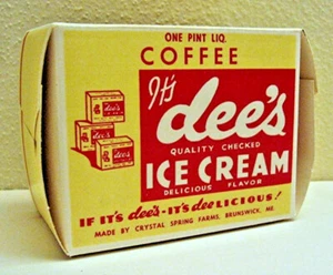 Vintage Dee's Coffee Ice Cream Crystal Spring Farm Brunswick Me Old Store Stock - Imagen 1 de 1