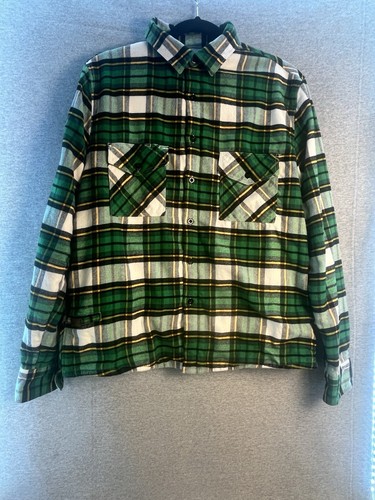 VETEMENTS Giacca di flanella a quadri California Cowboy Uomo Verde Medio Bianco Tartan.