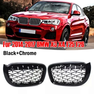 Front Kidney Grille Grill Diamond Meteor Style For 2014-2017 BMW X4 F26 X3 F25 - Picture 1 of 11