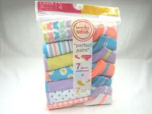 Wonder Nation Perfect Pairs Girl 7 Pack Underwear 7 Pair No Show Sock Size 4 NEW
