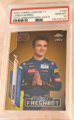 2020 Topps Chrome Formula 1 LANDO NORRIS #199 PSA 10 GEM Gold Freshest Rookie SP - Image 1 of 4
