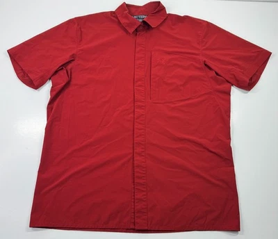 Arc'teryx Button Shirt Mens Medium Short Sleeve Performance Nylon Red Size XL - Image 1 of 4