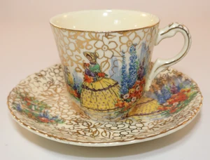 Vintage J Fryer Crinoline Lady Demitasse Coffee Cup & Saucer c1950s VGC - Picture 1 of 8