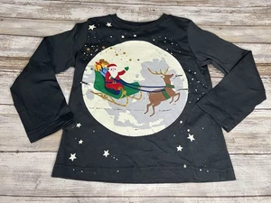 Mini Boden Boys 2-3Y 2T 3T Gray GITD Moon & Santa Sleigh Long Sleeve Shirt - Picture 1 of 4