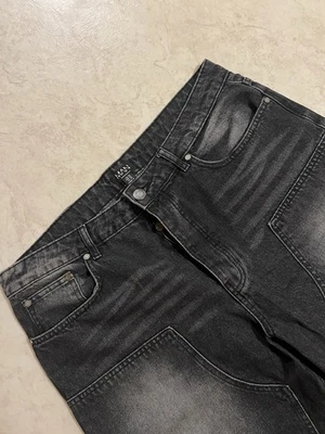 Pantalones cortos de carpintero de mezclilla negros de doble rodilla Foto 1 de 4