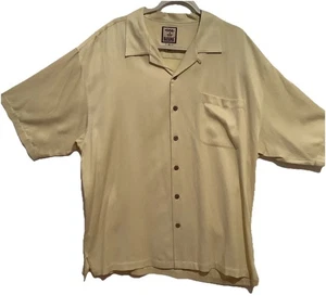 Tommy Bahama Mens Extra Large Light Yellow 70% Silk 30% Cotton RN Button Up - Picture 1 of 12