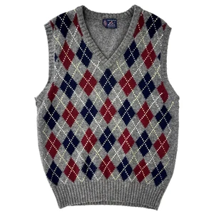 Chaleco Suéter de Lana Kenneth Gordon Argyle Shetland de Colección Cuello en V Grande Preppy - Imagen 1 de 5