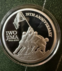 1 oz .999 Silver Battle of IWO JIMA 75th anniversary WW2 Marines Air Force Navy - Picture 1 of 2
