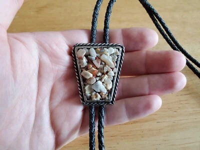 Corbata bolo vintage de ágatas occidentales con ajuste de tono plateado con punta turquesa Foto 1 de 4