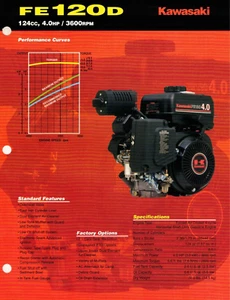 Genuine Kawasaki Dealer Sales Brochure/Product Spec Sheet FE120D Engine - Picture 1 of 2