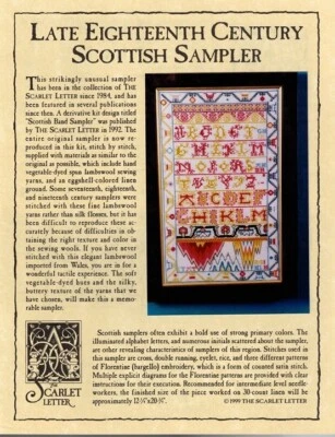 Carta Escarlata FINALES DEL SIGLO XVIII MUESTRADOR ESCOCÉS Patrón Gráfico NUEVO Foto 1 de 4