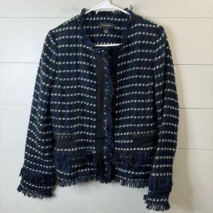 Halogen | Women's Navy Tweed Jacket Blazer Size Small - Picture 1 of 11
