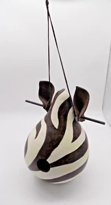 Vintage Hand Painted Gourd Zebra bird house- Artist signed Neve-ready to hang - Picture 1 of 8