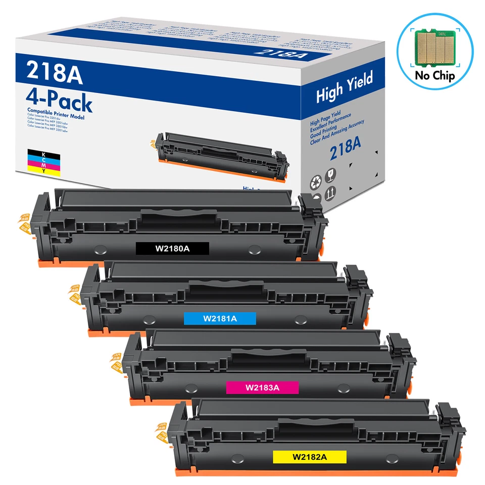 Paquete de 4 tóneres de color BCYM W2180A aptos para HP LaserJet Pro 3201dw MFP 3301cdw 3301sdw Foto 1 de 1
