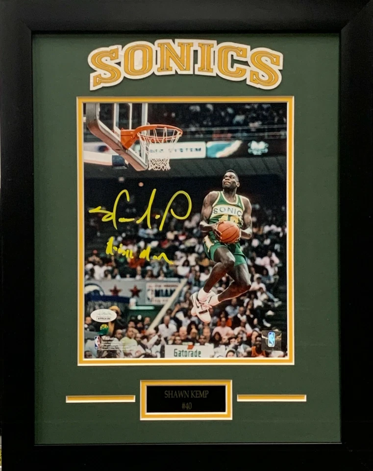 Shawn Kemp autographed signed inscribed 8x10 framed NBA Seattle SuperSonics JSA - Image 1 of 1