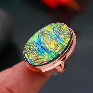 Australian Triplet Fire Opal Gemstone Copper Ring Statement Ring Jewelry Gift - Picture 1 of 4