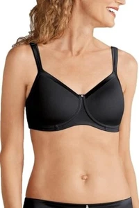 NWT Amoena Lara Satin Pocketed Seamless Wire Free T-shirt Bra, Black, 44DD - Picture 1 of 6