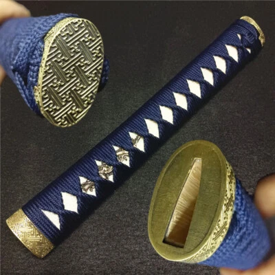 Mango Tsuka Azul Menuki Fuchi Kashira Japonés Wakizashi Katana Espada Hágalo Usted Mismo Piezas Foto 1 de 4