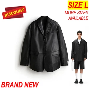 H&M Designer ✨ ROKH BELOW RRP CHEAP 🔥 BRAND NEW ✅ BUTTON LEATHER BLAZER SIZE L - Picture 1 of 10
