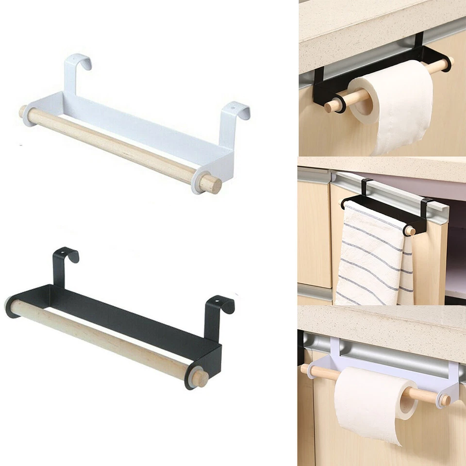 Kitchen Roll Toilet Paper Towel Holder Rack Under Cabinet Storage Hanger Shelf - Image 1 of 4