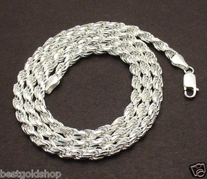 5mm Italian Solid Diamond Cut Rope Chain Necklace Real 925 Sterling Silver - Picture 1 of 5