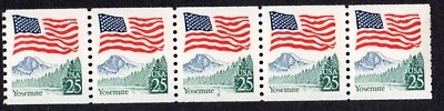 Scott #2280 Flag Over Yosemite Plate # Coil (PNC) of 5 Stamps - MNH P#8 - Image 1 of 2