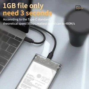 2'5" SATA USB 3'0 Clear Hard Drive Disk HDD SSD Enclosure Laptop Case, Y0S0 M2T8 - Afbeelding 1 van 10