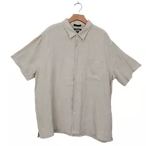 Brandini Shirt Mens XXL Beige Linen Short Sleeve Button Up Coastal Casual - Picture 1 of 11