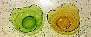 Vintage Anchor Hocking Serving Bowls 9.25" GREEN AMBER 2-Piece Set - Picture 1 of 4
