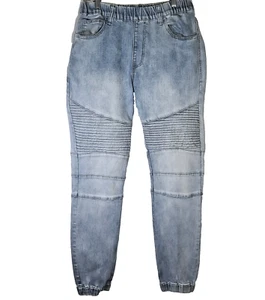 VICTORIOUS Mens Drop Crotch Joggers Denim Jean Pants Light Indigo Size Small - Picture 1 of 20