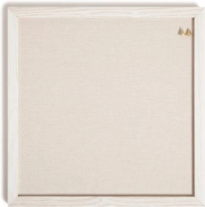 U Brands Rustic Linen Bulletin Board, 14"X14", White Wood Style Frame, Industria - Picture 1 of 7