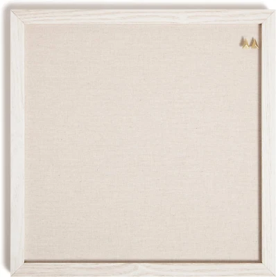 U Brands Rustic Linen Bulletin Board, 14"X14", White Wood Style Frame, Industria - Image 1 of 4