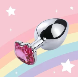 Hello Kitty Anal Butt Plug Stainless Pink Jewel Butt Plug Sex Toy Size Large - Picture 1 of 3