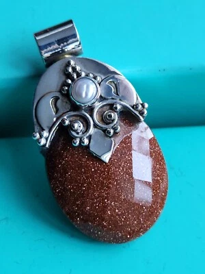 COLGANTE PIEDRA DE ORO PLATA DE LEY, 14 GRAMOS Foto 1 de 4