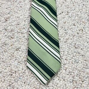 Classic Collection Sears Mens Tie One Size Slim Green White Striped Short Length