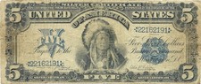 1899 $5 INDIAN CHIEF SILVER CERTIFICATE ~ Fr 271 ~ FIRST SIGNATURE COMBO SCARCE