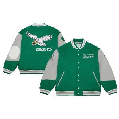 Mitchell & Ness Philadelphia Eagles Princess Diana Letterman 90's Varsity Jacket - Image 1 of 4