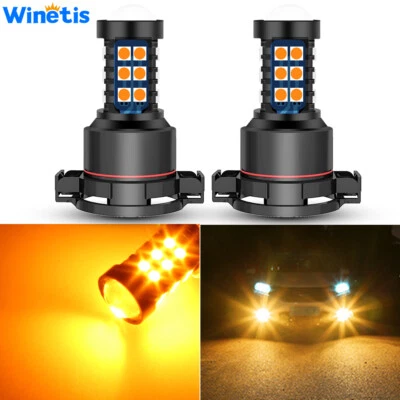 2X 5202 H16 9009 Amber Yellow LED Bulbs SMD 3030 Fog Driving Light Super Bright - Image 1 of 4