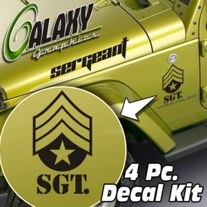 Kit de calcomanías de capucha lateral para Jeep Wrangler - Sargento militar Pegatina TJ LJ JK - Imagen 1 de 7